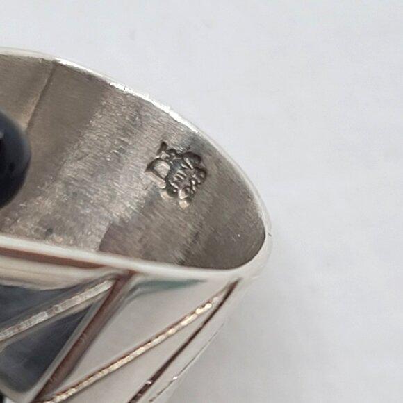 Jay King DRT Sterling Silver Blue Turquoise Onyx Inlay Pendant Beaded Necklace - Picture 5 of 10